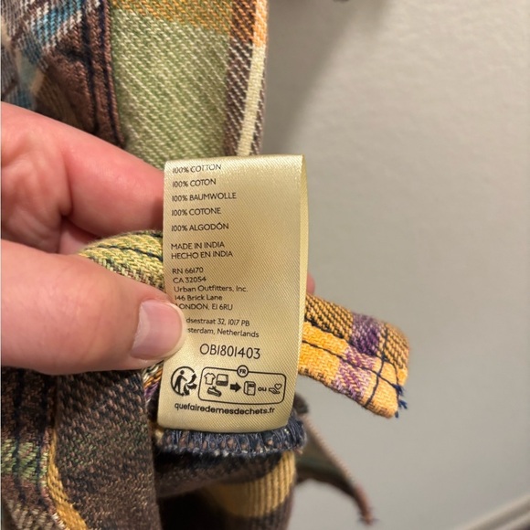 NWT Free People We the Free Vintage Crush Plaid Shirt in Brown Combo | Size XS - Picture 8 of 8